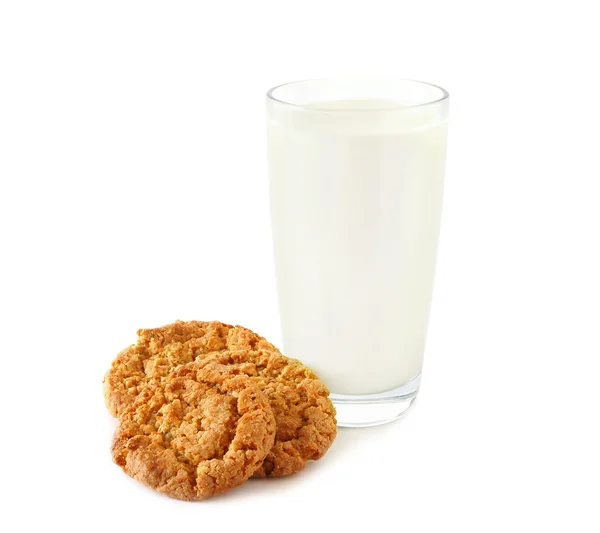Oat cookies and milk — Stock Photo, Image