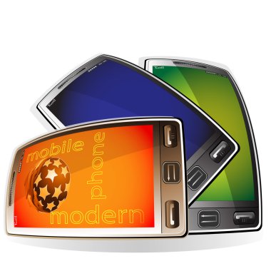 Modern mobile phones clipart