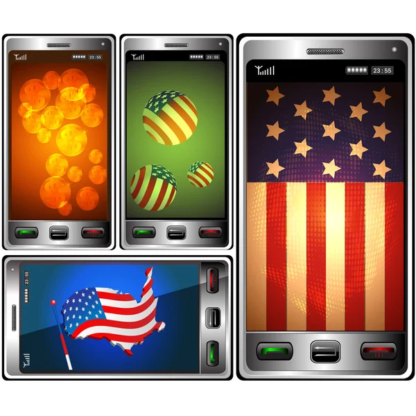 Téléphones et symboles États-Unis — Image vectorielle