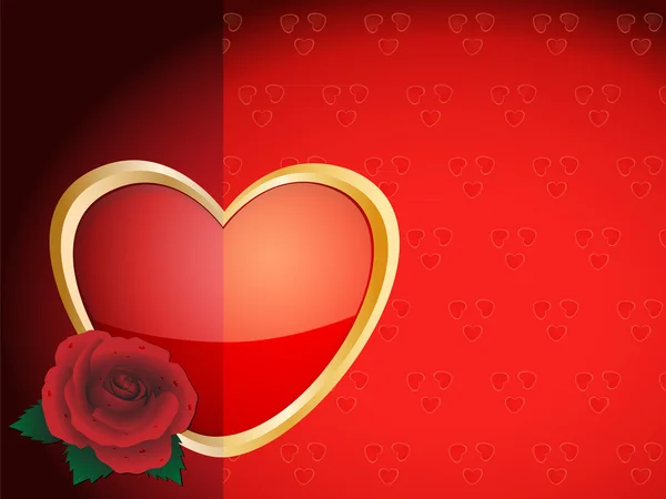 Röd ros och hjärta — Stock vektor