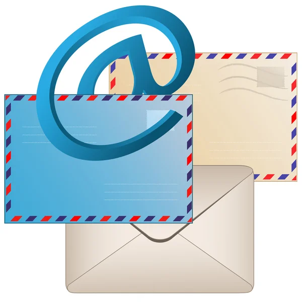 Σημάδι Ηλεκτρονικού Ταχυδρομείου Και Φάκελοι Καθαρή Φόντο — Διανυσματικό Αρχείο