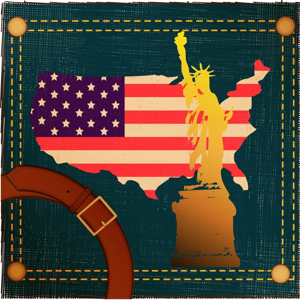 Karte Der Usa Ein Gürtel Und Eine Statue Auf Einem — Stockfoto