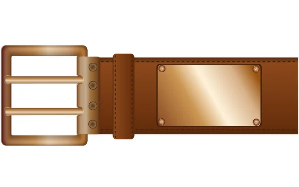 时尚皮带配一个金属板和铜标签位于纯背景 — 图库矢量图片