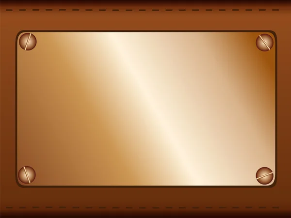茶色の背景にネジで固定銅のラベル — ストックベクタ