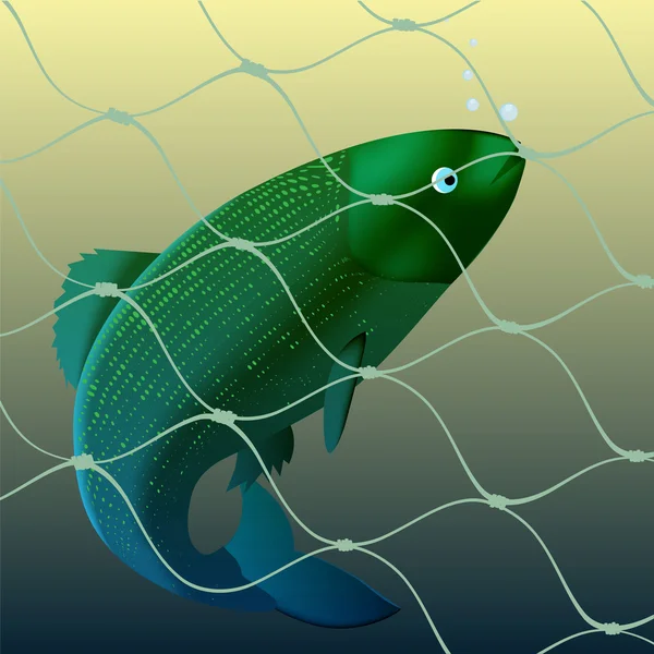 Fisk och rutnät — Stock vektor