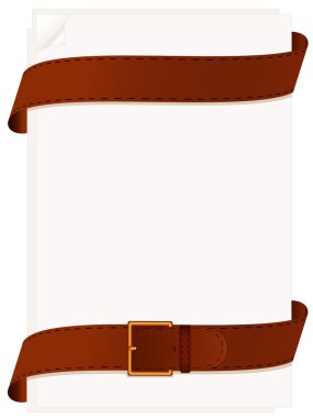 Two leather belts and paper for notes on a pure background clipart
