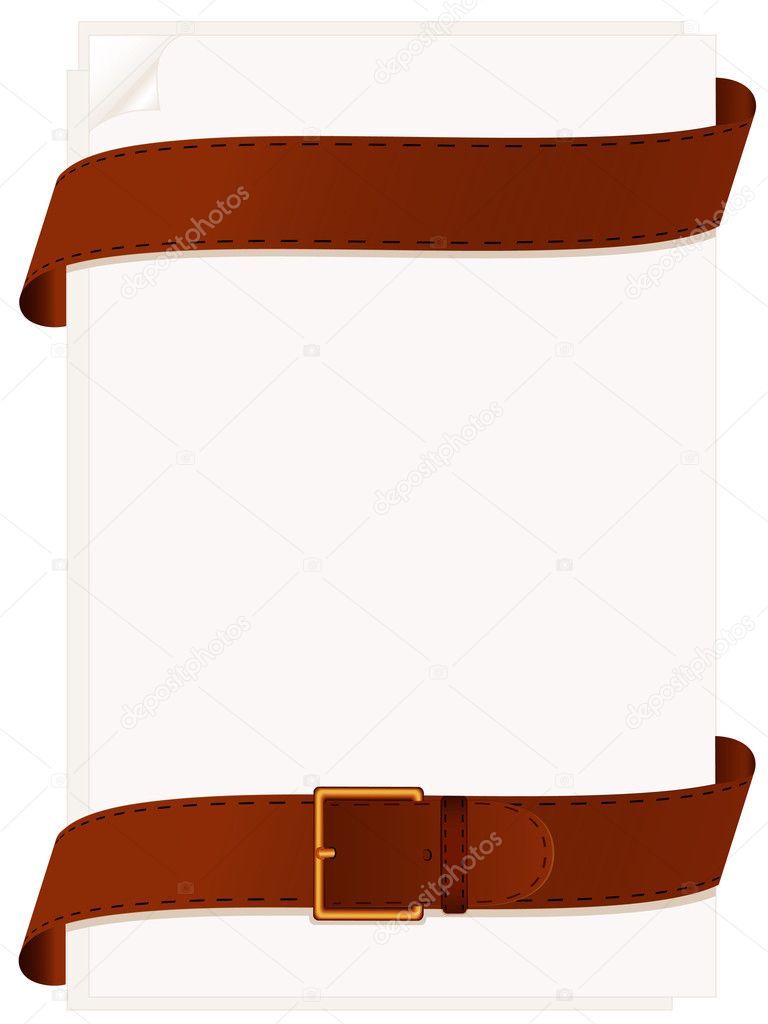 Two leather belts and paper for notes on a pure background
