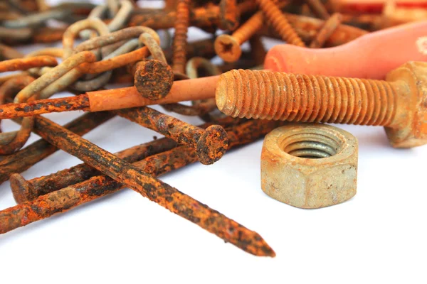 Rusty nails,nuts and bolts — Stock Photo, Image