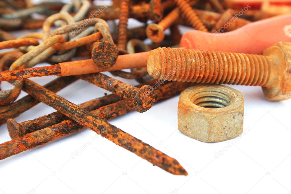 Rusty nails,nuts and bolts