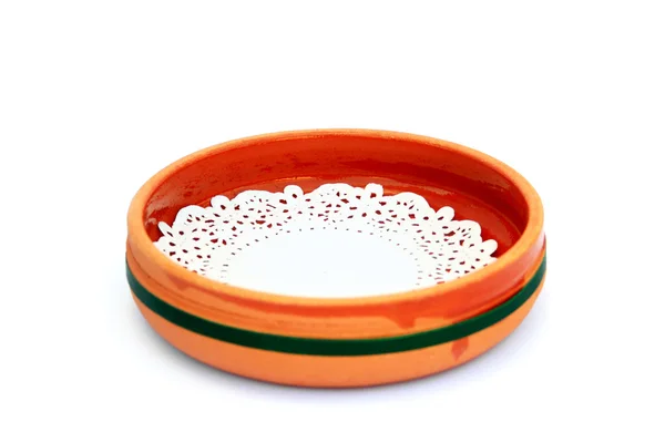 Piatto Ceramica Isolato Sfondo Bianco — Foto Stock