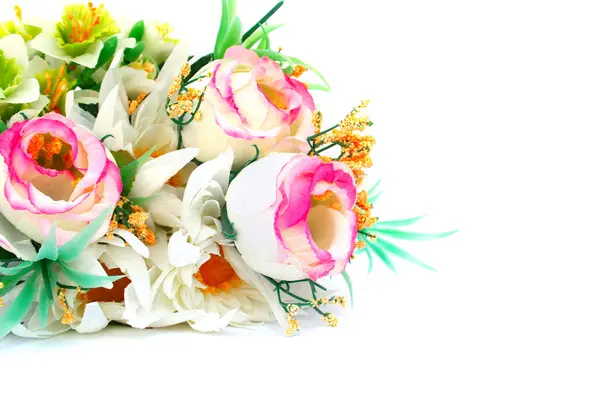 Kleurrijke Bloemen Geïsoleerd Witte Achtergrond — Stockfoto