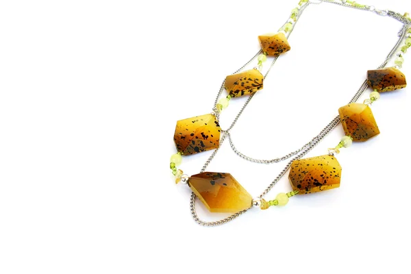 Yellow Necklace Isolated White Background — Stock Photo, Image