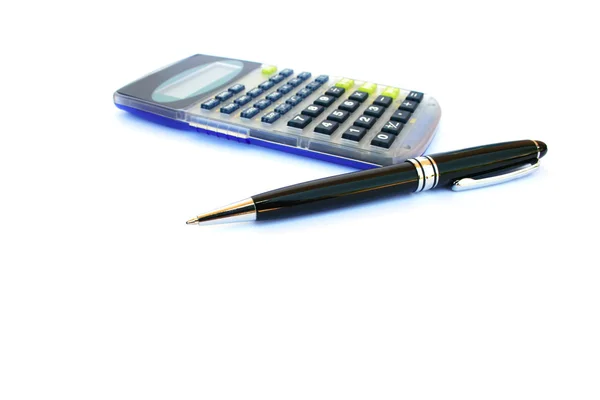 Kalkulator Pióro Izolowane Białym Tle — Zdjęcie stockowe