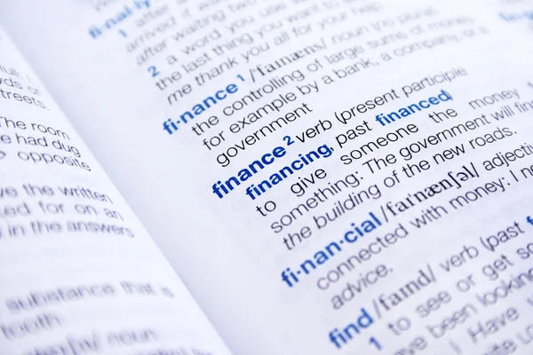 Word Finance Financial Dictionary — Stock Photo, Image