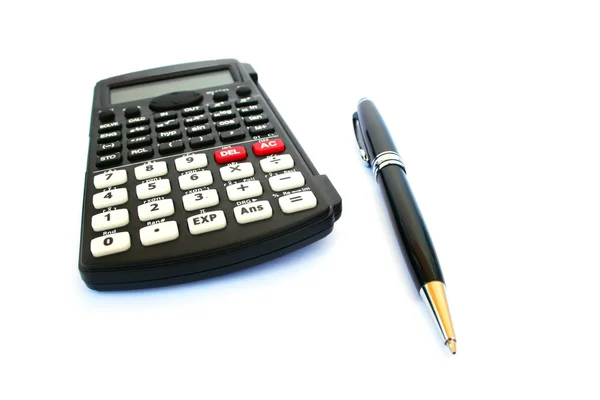 Kalkulačka Pero Izolované Bílém Pozadí — Stock fotografie