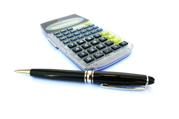 Калькулятор Ручка Изолированы Белом Фоне — стоковое фото
