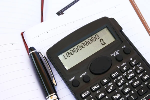 Kalkulator Milion Pióro Notebooków — Zdjęcie stockowe