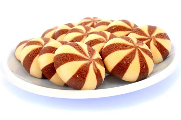 Cookies Plattan Isolerad Vit Bakgrund — Stockfoto