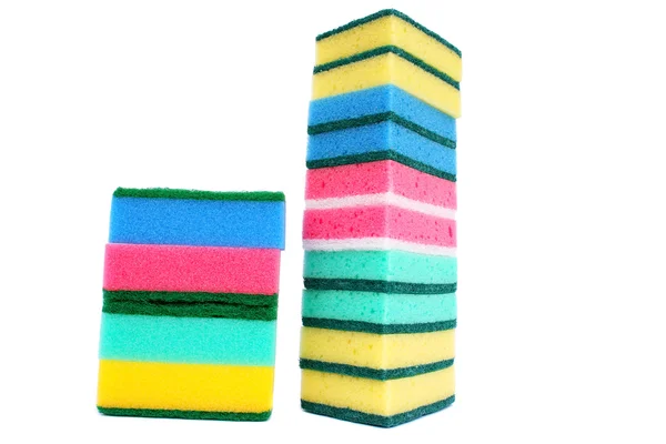 stock image Colorful sponges isolated on white background.