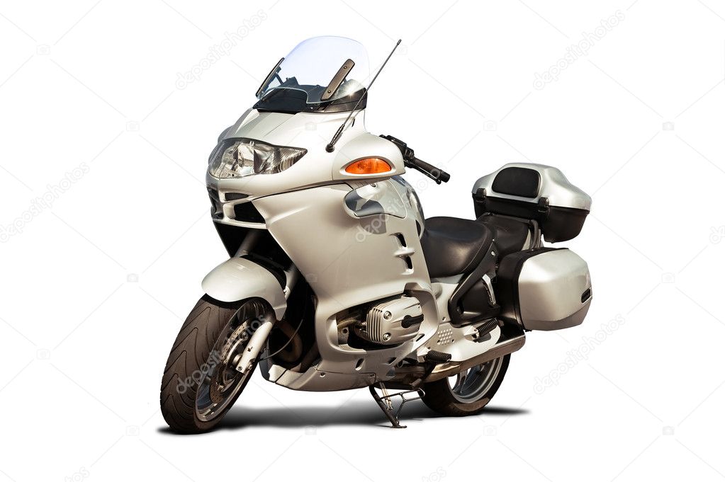 Isolated motorcycle front view on a white background
