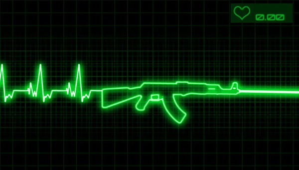 Illustration Heartbeat Automatic Rifle — Stock Photo, Image