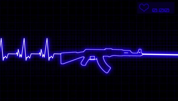 Heartbeat and rifle — Stock Photo, Image