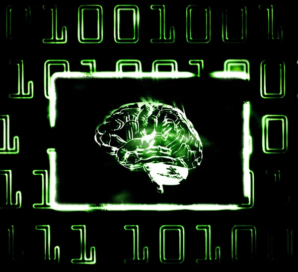 Gehirn und Binärcode — Stockfoto