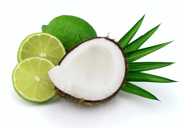 Kokosnuss mit Limette — Stockfoto