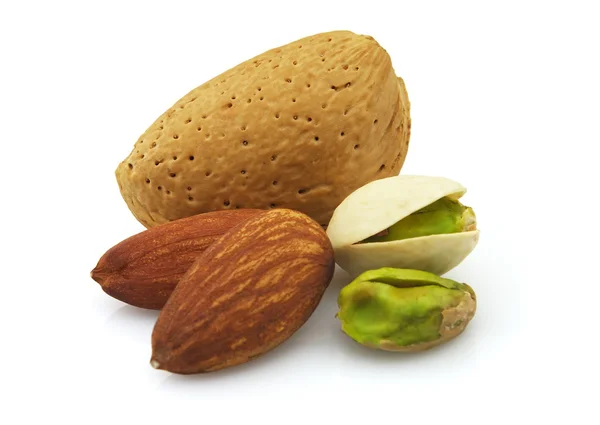 Almonds and pistachio — Stock Photo, Image