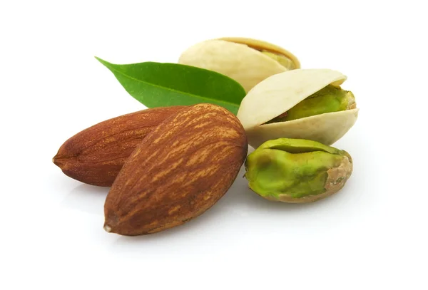 Dried almonds with pistachio — Stock Photo, Image