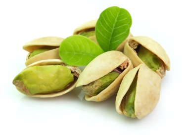 Dried pistachio with leaves