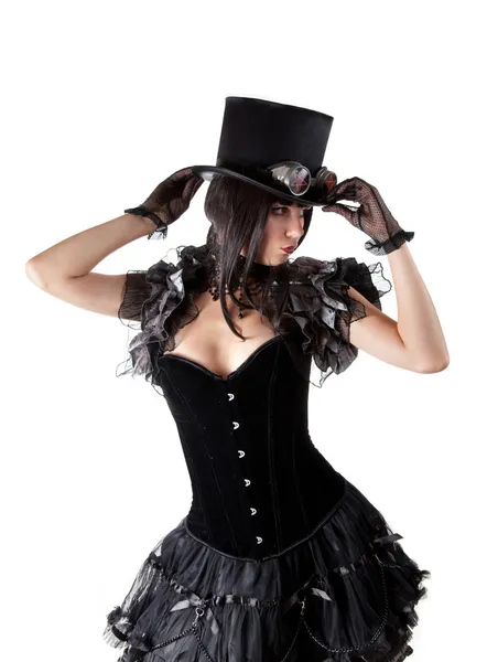 Cabaret menina em chapéu superior — Fotografia de Stock
