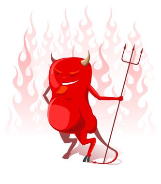 Vector red devil in hell flames clipart