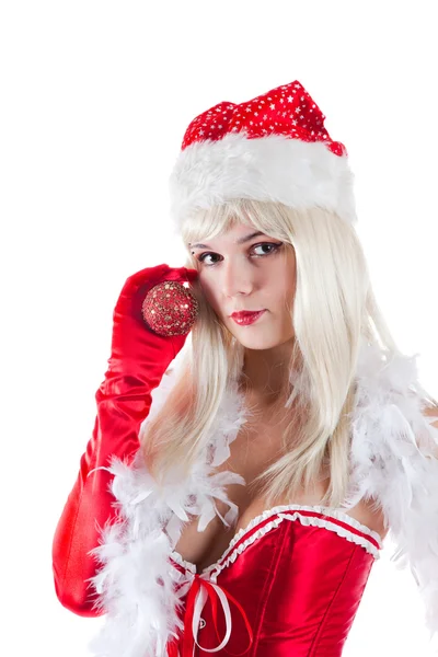 Porträtt av Mrs santa med Juldekoration — Stockfoto