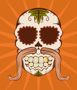 Vector illustration of orange sugar skull clipart