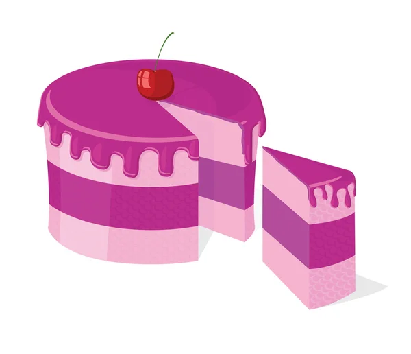 Вектор нарізаний рожевий торт — стоковий вектор