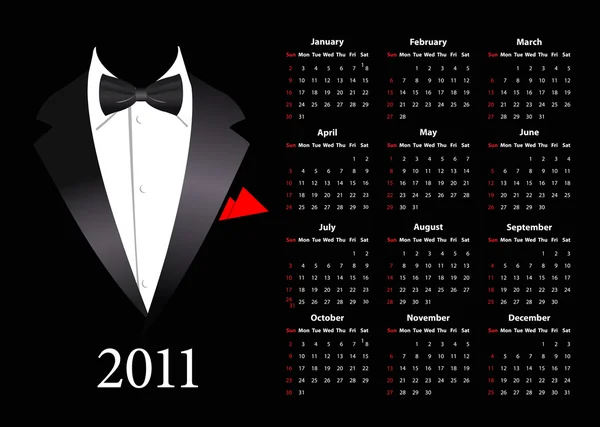 エレガントなスーツとベクトル アメリカ カレンダー — ストックベクタ