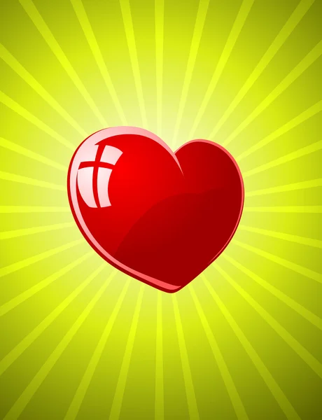 Vector rojo brillante corazón — Vector de stock