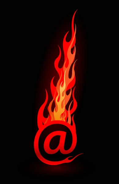Vector Hot Mail Flames Isolated Black Background — Stock Vector