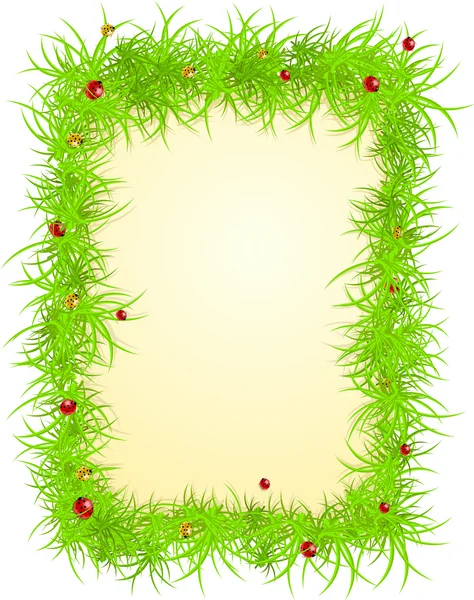 Vector spring frame with ladybugs — Stock Vector