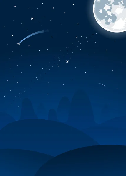 Vector night landscape with moon — Stock Vector