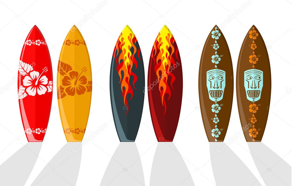 Set of vector surf boards