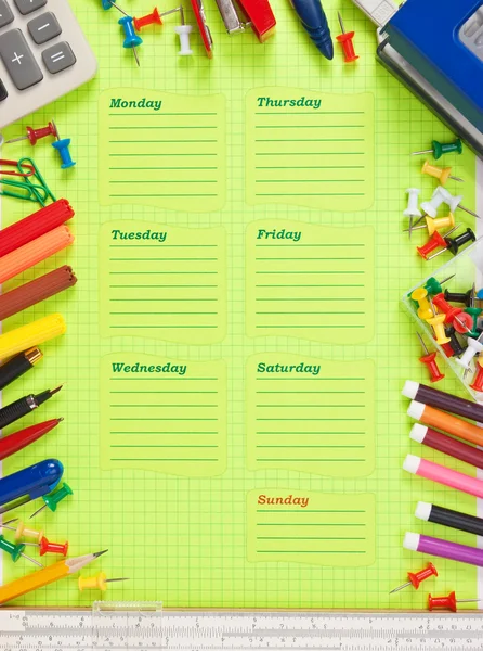 School schedule for the week