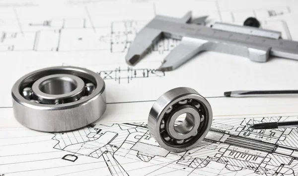 Technical drawing and calliper