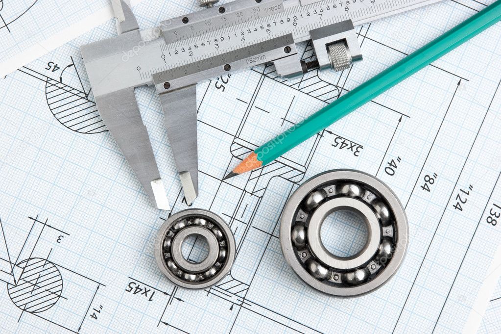 Technical drawing and bearing — Stock Photo © Observer #5336353