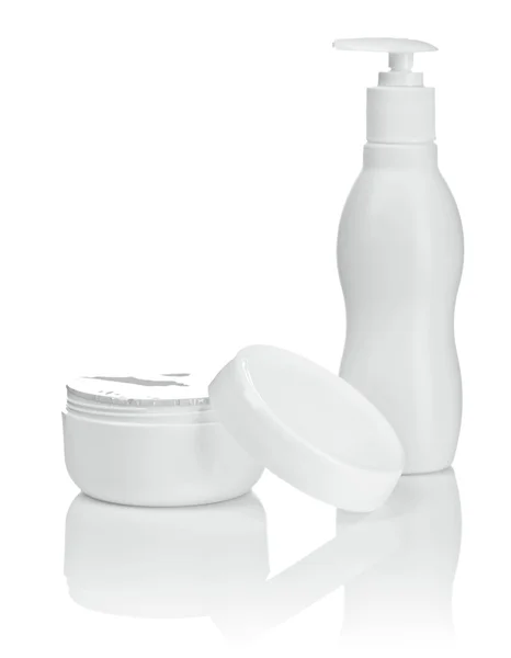 White bottle and cream isolated — Stock Photo, Image