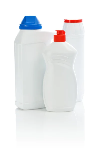 Środki czyszczące na białym tle — Zdjęcie stockowe