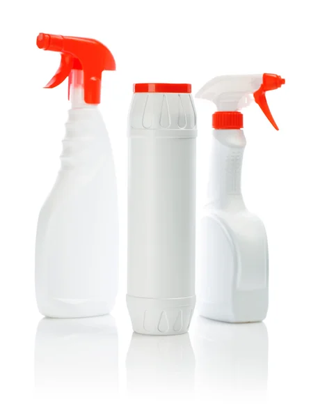 Produtos de limpeza brancos isolados — Fotografia de Stock
