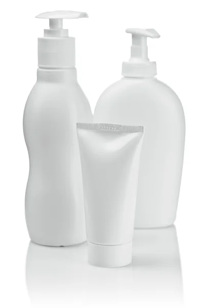 Botellas blancas con tubo —  Fotos de Stock