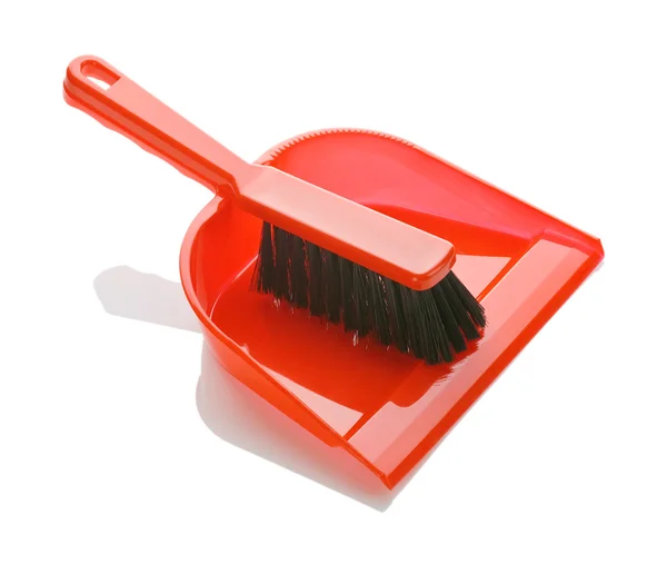 Plastic dustpan with brush on it — Stock Photo, Image